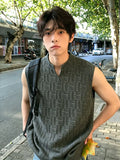 Men's V-neck Tank Top Summer Fitness Sport Sleeveless T-shirt American Retro Casual Breathable Shoulder Sweatshirt Trendy