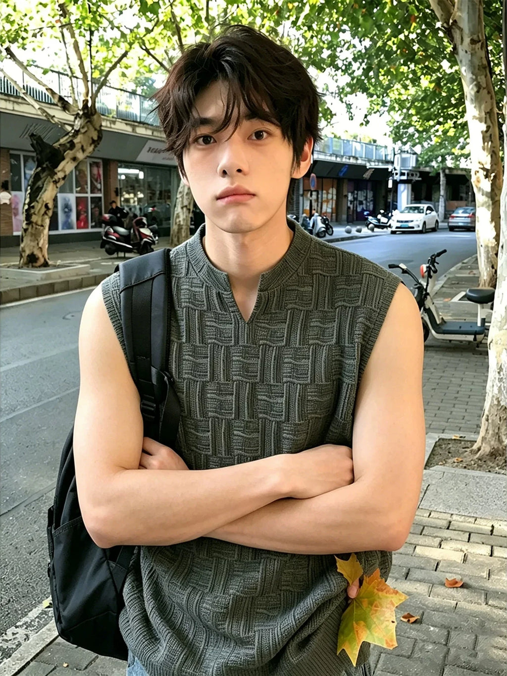 Men's V-neck Tank Top Summer Fitness Sport Sleeveless T-shirt American Retro Casual Breathable Shoulder Sweatshirt Trendy