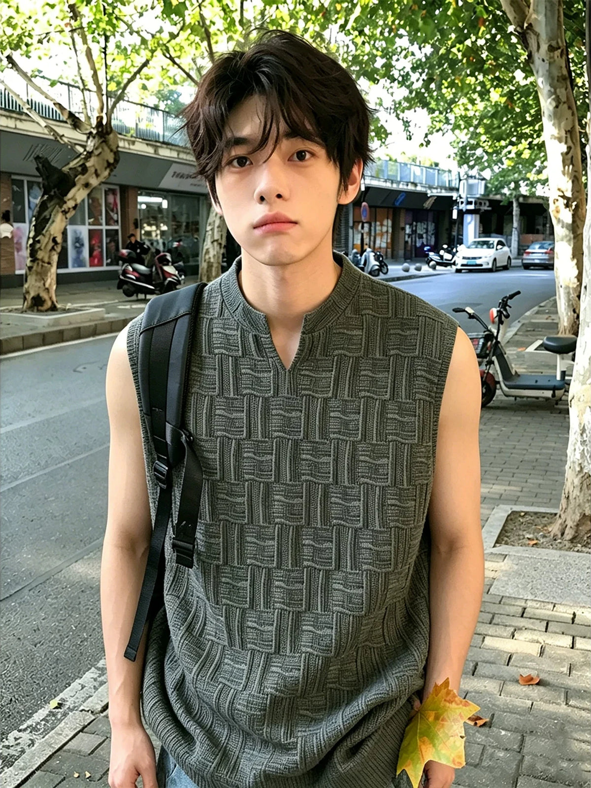 Men's V-neck Tank Top Summer Fitness Sport Sleeveless T-shirt American Retro Casual Breathable Shoulder Sweatshirt Trendy
