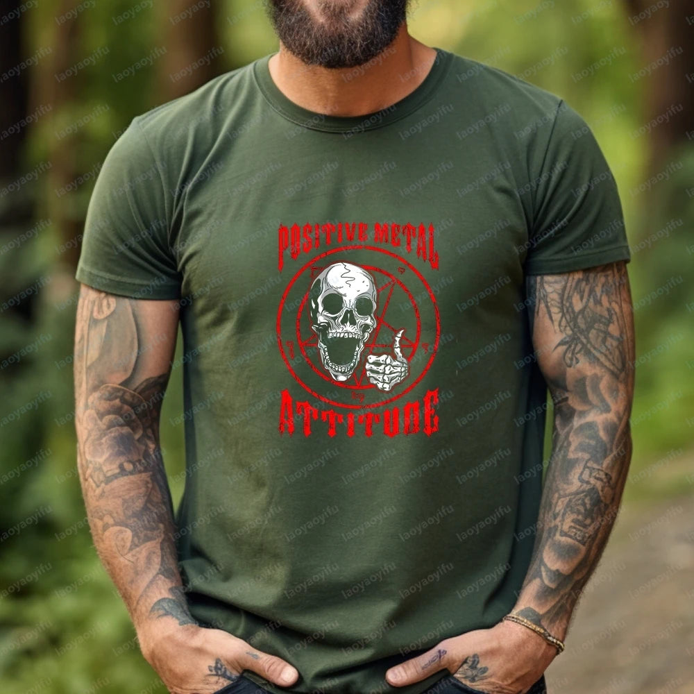 POSITIVE METAL ATTITUDE Mens T-shirts and Tank Tops - Comfortable Cotton Short-sleeved Men's and Women's Shirts